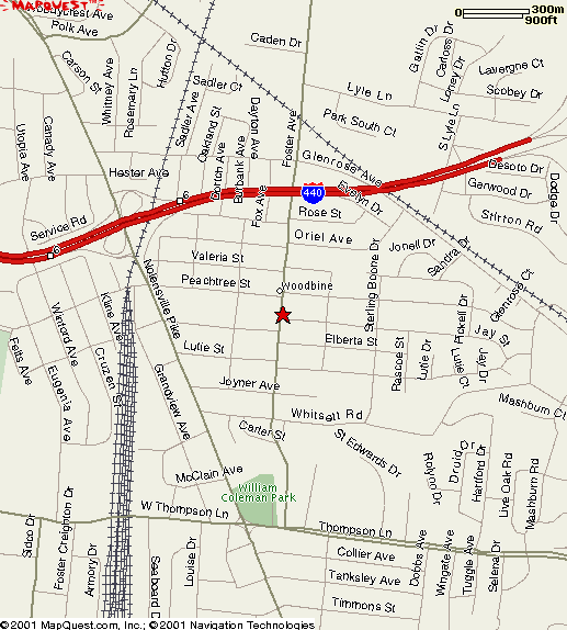Map showing Woodbine Church of Christ location